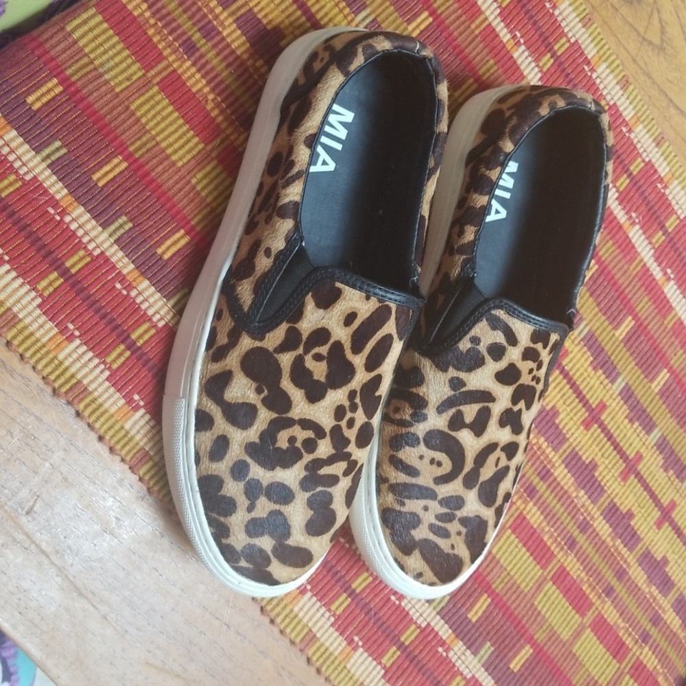 Mia leather calf hair sneakers